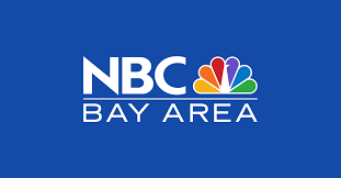 The peacock logo for NBC Bay Area on a blue background 